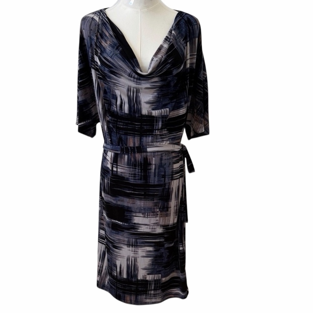 Premise Dresses Blue and Gray Drape Neck Women's Dress Size M